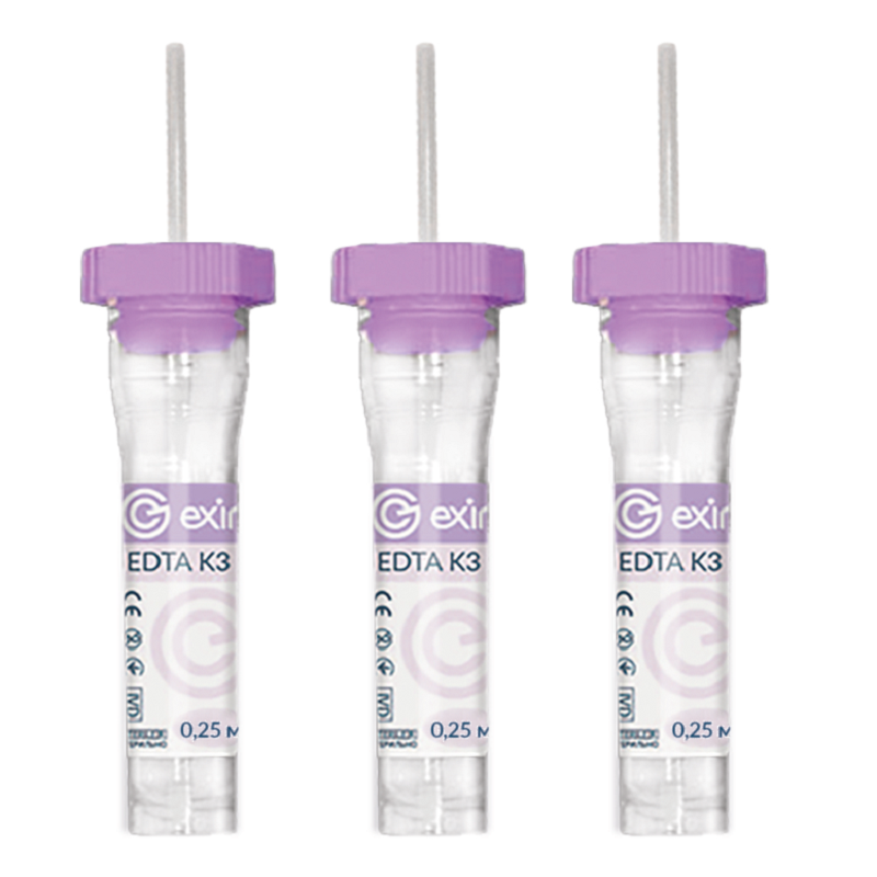 Пробірка для забору капілярної крові EximLab з K3 EDTA, 0,25 мл 8х42 мм